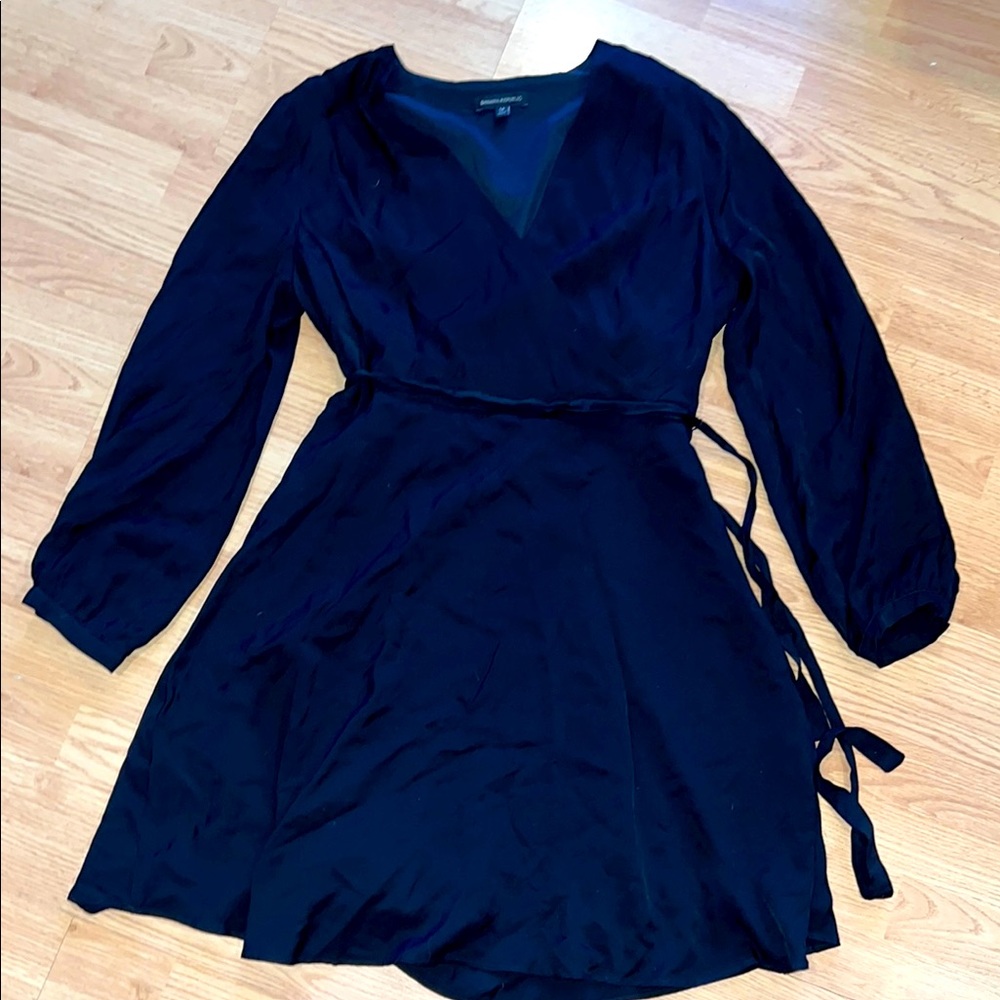 Banana Republic Black Wrap Sundress with Bishop Sleeves